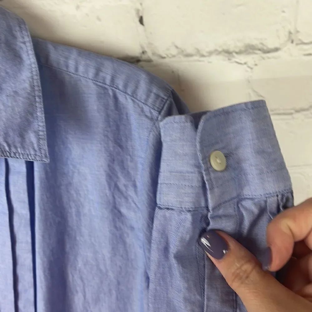 Loft Blue Button Down Blouse Size Small - Picture 5 of 6